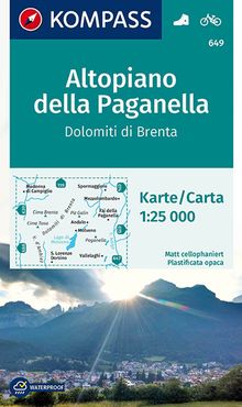 649 Altopiano della Paganella, Dolomiti di Brenta 1:25.000, KOMPASS Wanderkarte