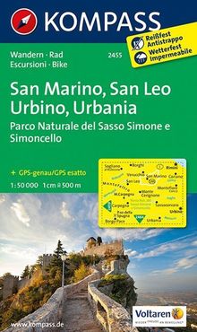 2455 San Marino - San Leo - Urbino - Urbania - Parco Naturale del Sasso Simone e Simoncello 1:50.000, KOMPASS Wanderkarte