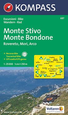 687 Monte Stivo - Monte Bondone - Rovereto - Mori - Arco 1:25.000, KOMPASS Wanderkarte