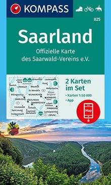 KOMPASS Wanderkarte 825 Saarland, Offizielle Karte des Saarwald-Vereins e.V., MAIRDUMONT: KOMPASS-Wanderkarten