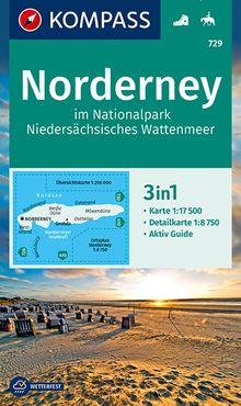 729 Norderney im Nationalpark Niedersächsisches Wattenmeer 1:17.500, KOMPASS Wanderkarte