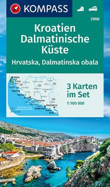 2900 Kroatien, Dalmatinische Küste (3 Karten) 1:100.000, KOMPASS Wanderkarten-Set