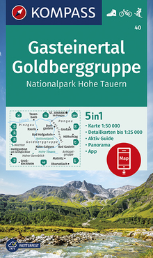 KOMPASS Wanderkarte Gasteinertal, Goldberggruppe, Nationalpark Hohe Tauern, MAIRDUMONT: KOMPASS-Wanderkarten