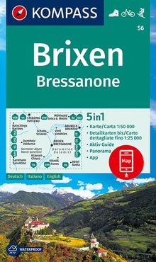 56 Brixen, Bressanone 1:50.000, KOMPASS Wanderkarte
