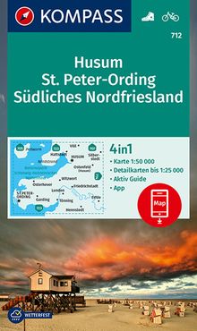 712 Husum, St. Peter-Ording, Südliches Nordfriesland 1:50.000, KOMPASS Wanderkarte