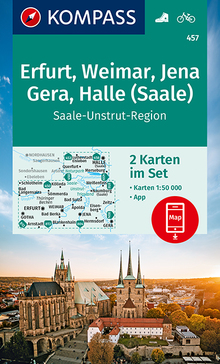 KOMPASS Wanderkarte Erfurt, Weimar, Jena, Gera, Halle (Saale), MAIRDUMONT: KOMPASS-Wanderkarten