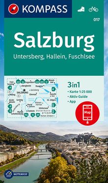 017 Salzburg, Untersberg, Hallein, Fuschlsee 1:25.000, KOMPASS Wanderkarte