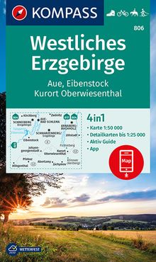 806 Westliches Erzgebirge, Aue, Eibenstock, Kurort Oberwiesenthal 1:50.000, KOMPASS Wanderkarte