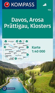 113 Davos, Arosa, Prättigau, Klosters 1:40.000, KOMPASS Wanderkarte