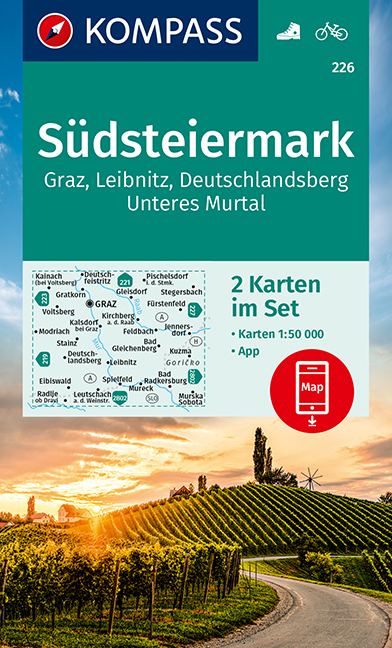 MAIRDUMONT KOMPASS Wanderkarte Südsteiermark, Graz, Leibnitz, Deutschlandsberg, Unteres Murtal (2-K-Set)