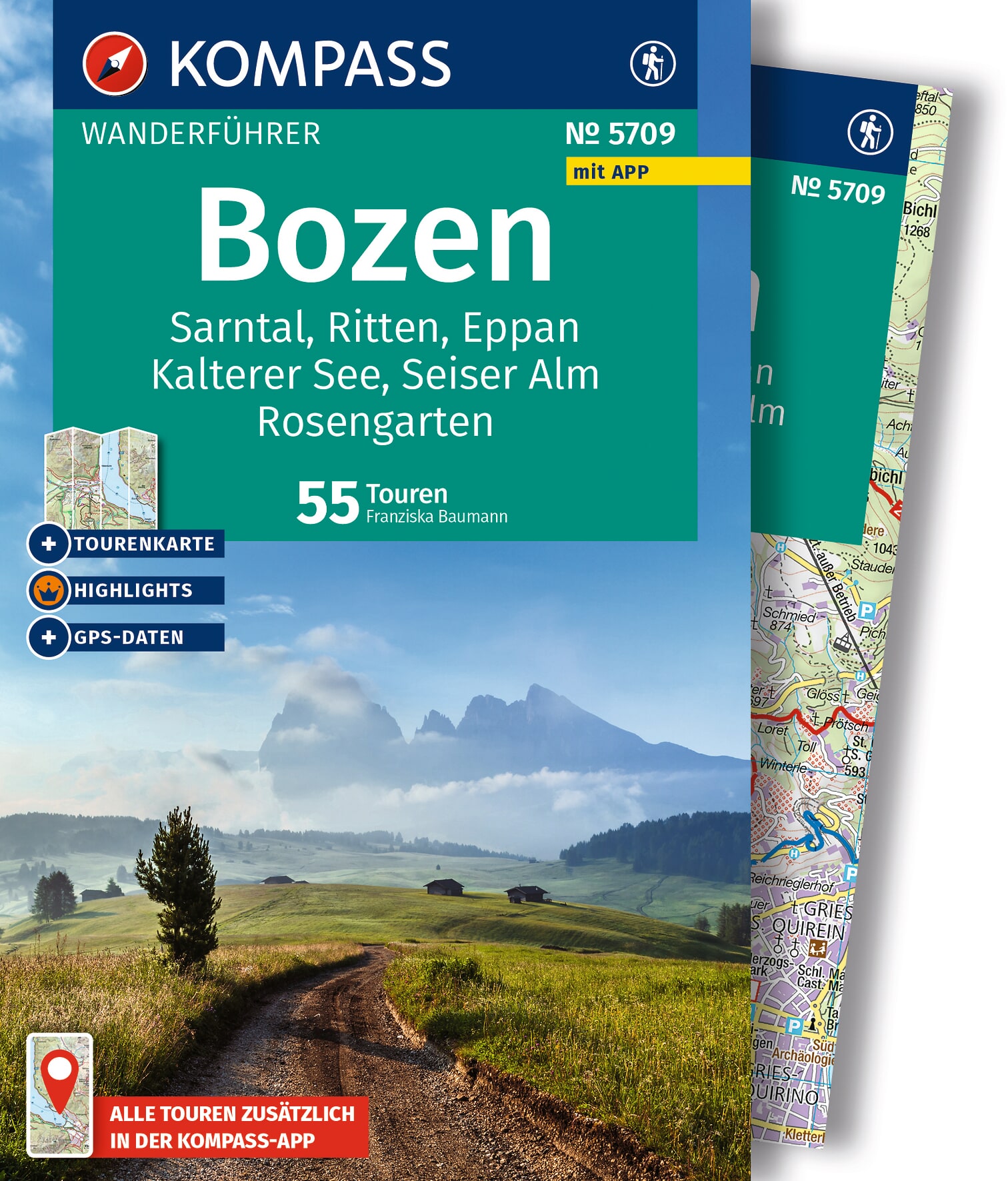MAIRDUMONT Bozen, Sarntal, Ritten, Eppan, Kalterer See, Seiser Alm, Rosengarten, 55 Touren mit Extra-Tourenkarte
